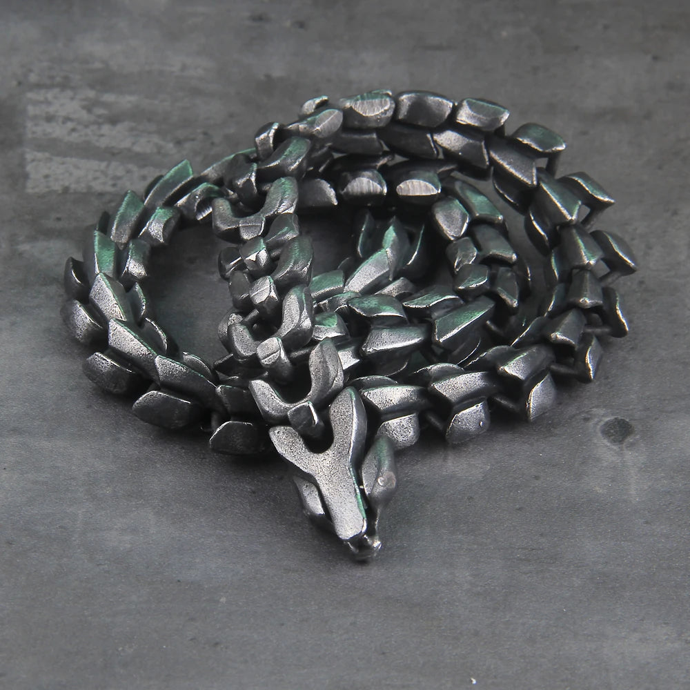 Viking snake vintage punk Necklace for men never fade stainless steel fashion Jewelry hippop street culture