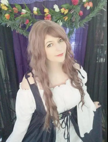 Women Viking Cosplay Costume Dress Medieval Pirate Halloween Irish Corset Gown Outfit