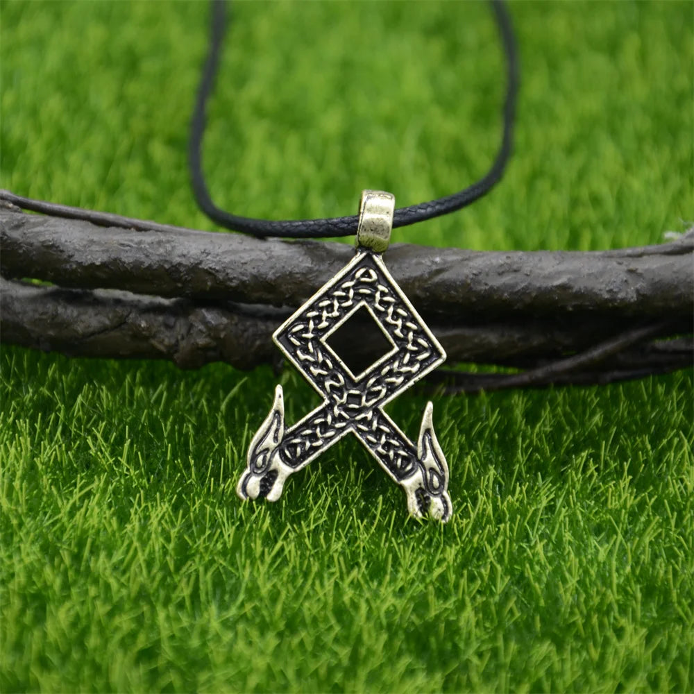 Viking Wolf Runic Fehu Norse Necklace