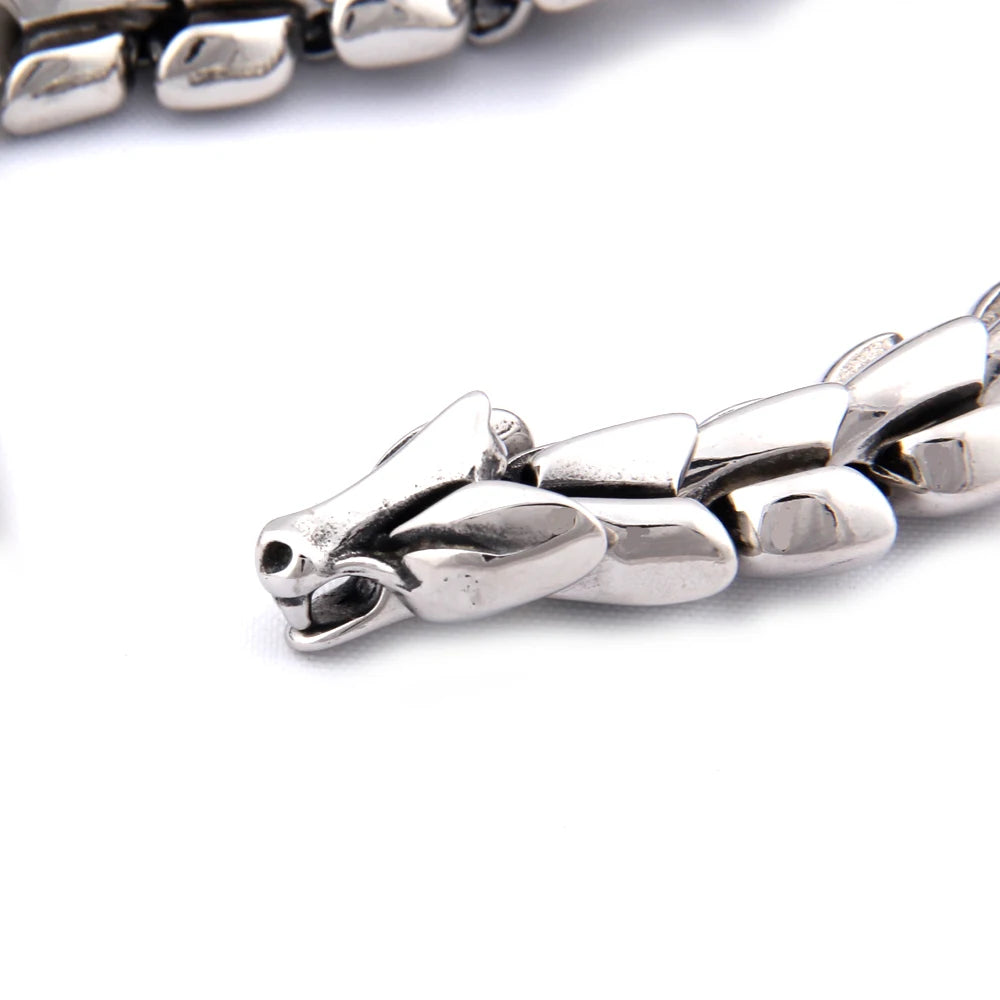 Viking Ouroboros vintage punk bracelet for men sterling silver super Jewelry hippop street culture with wooden box