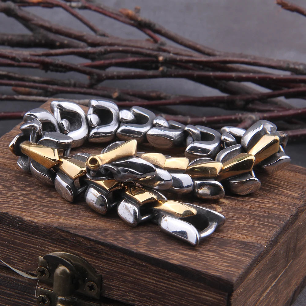 Viking Ouroboros vintage punk bracelet for men stainless steel fashion Jewelry hippop street culture