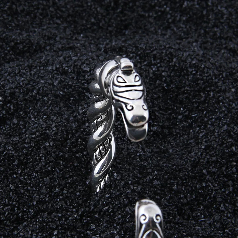 S925 Sterling Silver Norse Vikings Wolf Bangle with wood box as gift for men or women