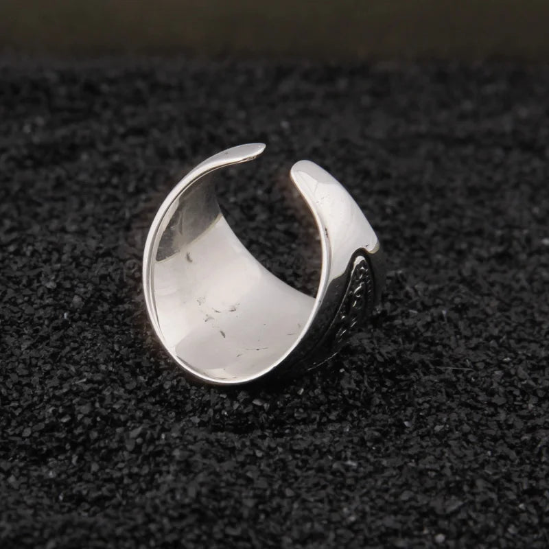 925 sterling silver Viking Odin Rune With Viking Rune adjustable ring with vintage viking box as gift