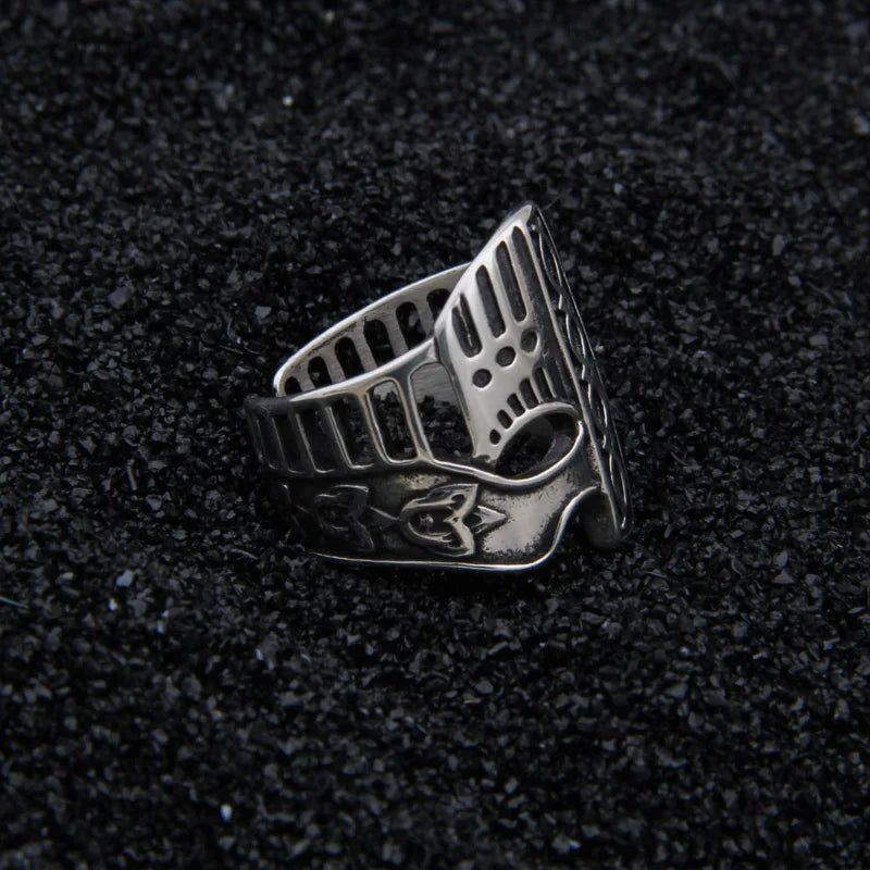 sterling silver 925 viking Warrior helmet adjustable ring as gift with vintage wood viking box