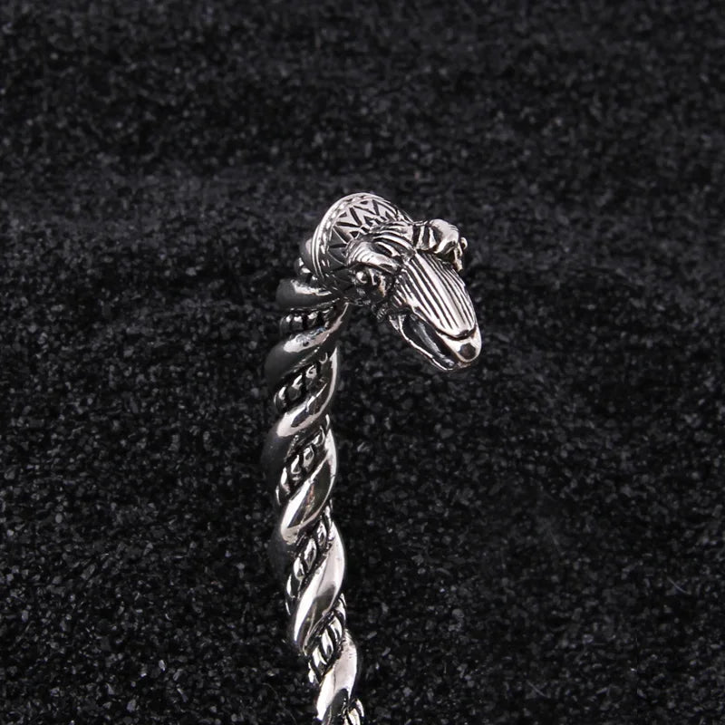 S925 Sterling Silver Viking Odin Raven Bangle with wood box as gift for men or women