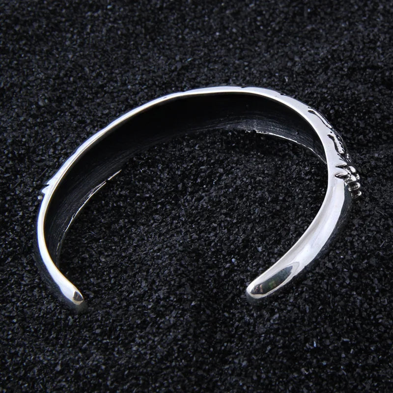 S925 Sterling Silver Viking Bangle on arm with wood box as gift for men or women