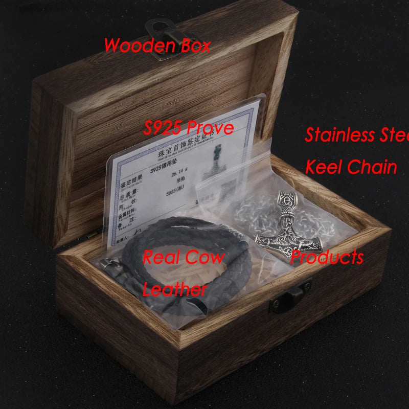 sterling silver viking goat necklace with real leather and keel chain