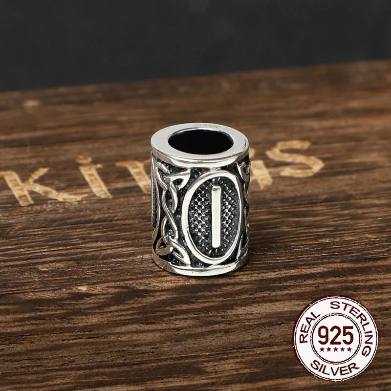 S925 Sterling Silver Viking beard Beads Hair Beads with keel chain and cow leather chain and vintage wood box as gift