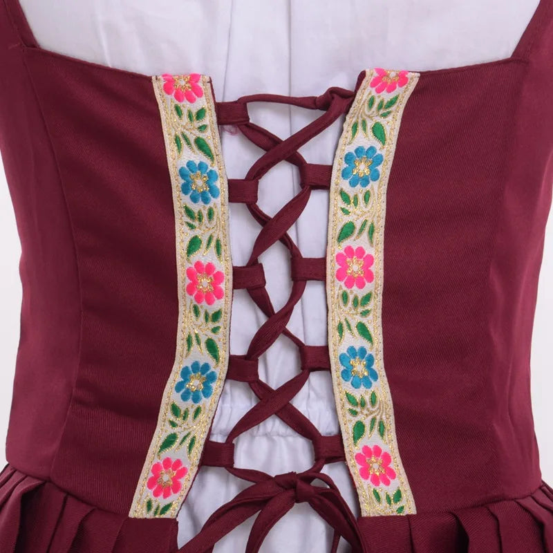 Women Viking Cosplay Costume Dress Medieval Pirate Halloween Irish Corset Gown Outfit