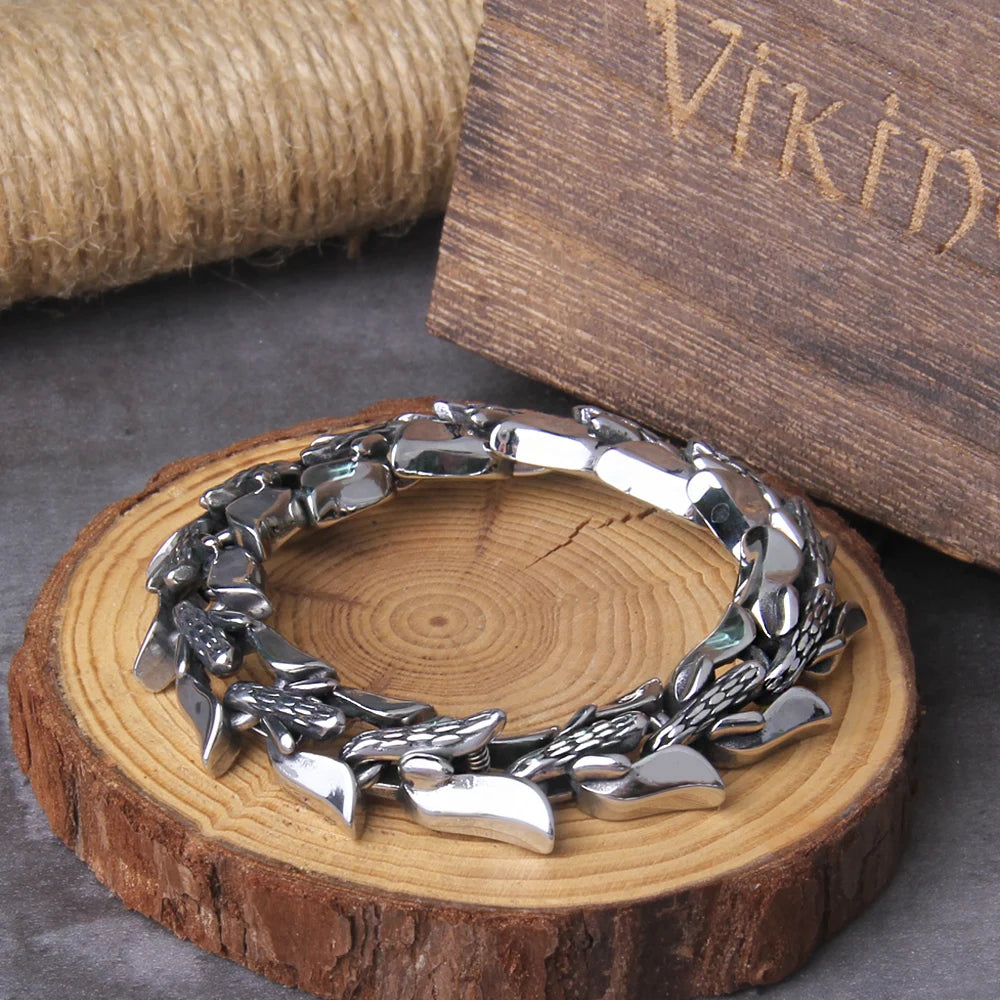 Viking Ouroboros bracelet stainless steel