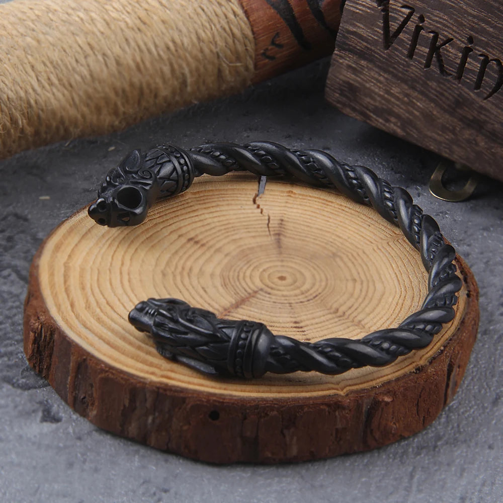 Black Stainless Steel Nordic Viking Norse Dragon Bracelet