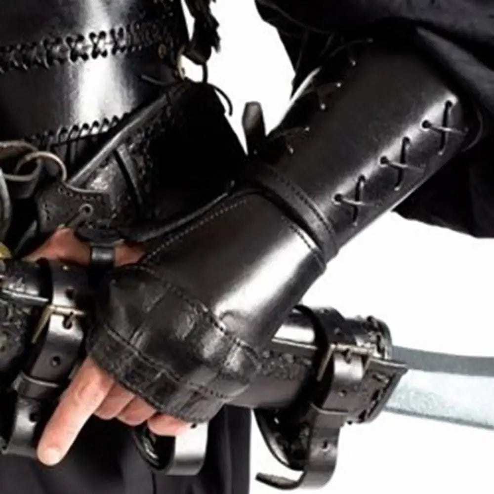 new Medieval Gloves Long Glove Artificial Leather Viking Wrist Guard Steampunk Medieval Viking Gauntlet Cosplay Costume