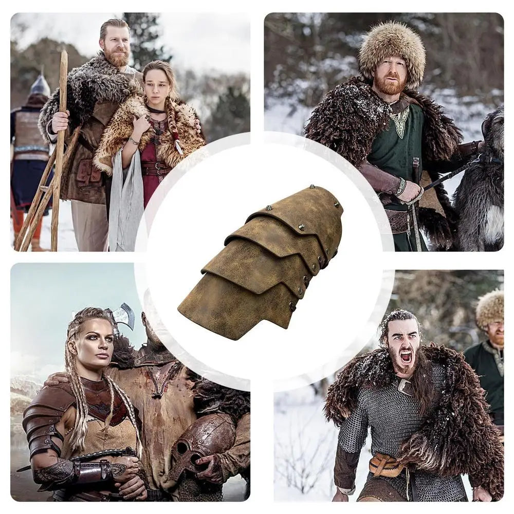 Viking Leather Arm Guards Cosplay Arm Bracers PU Leather Costume Bracer Viking Bracers Cosplay Arm Bracers For Historical