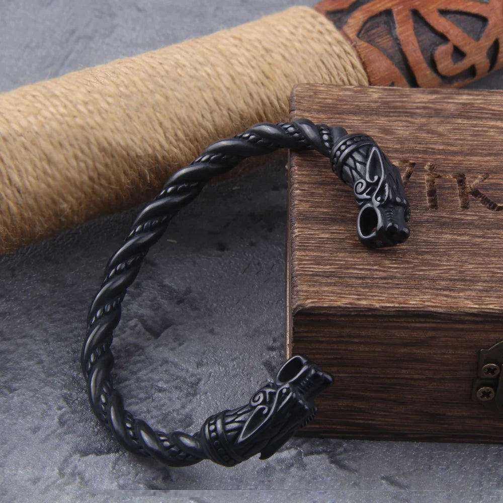Black Stainless Steel Nordic Viking Norse Dragon Bracelet