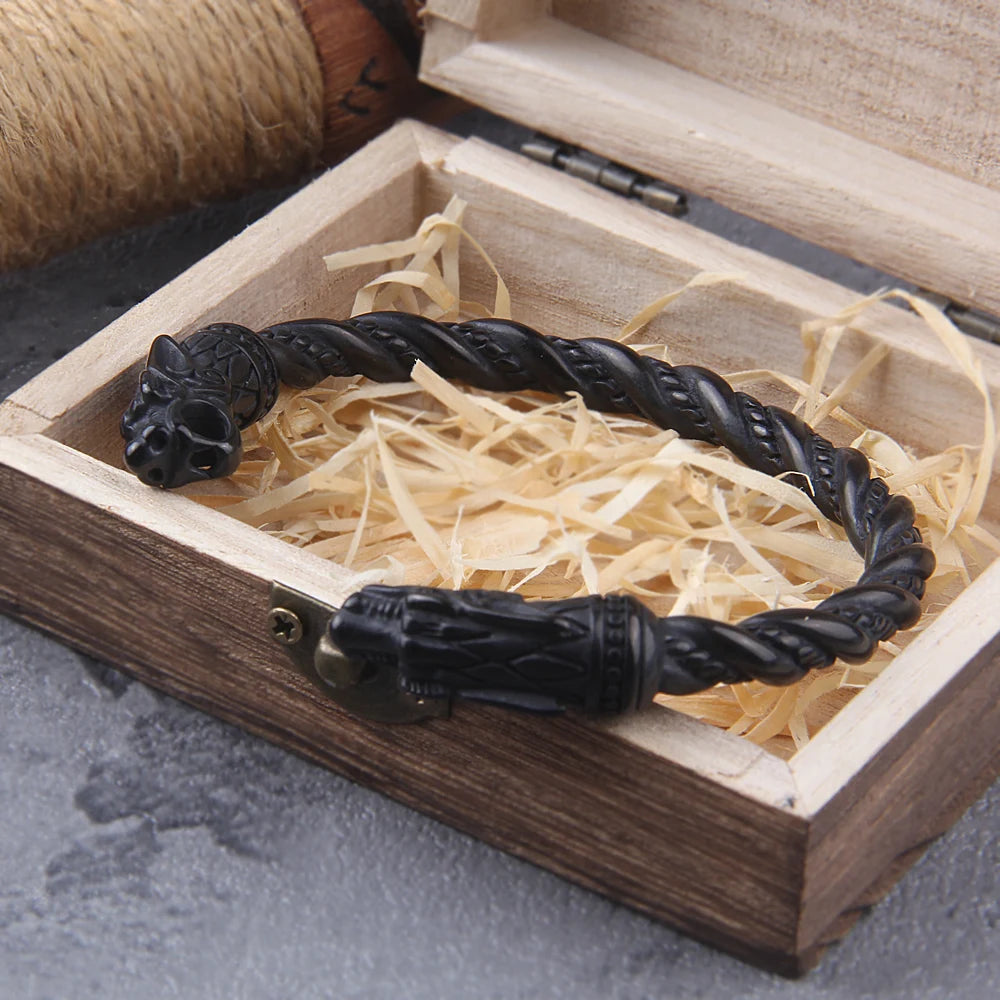 Black Stainless Steel Nordic Viking Norse Dragon Bracelet