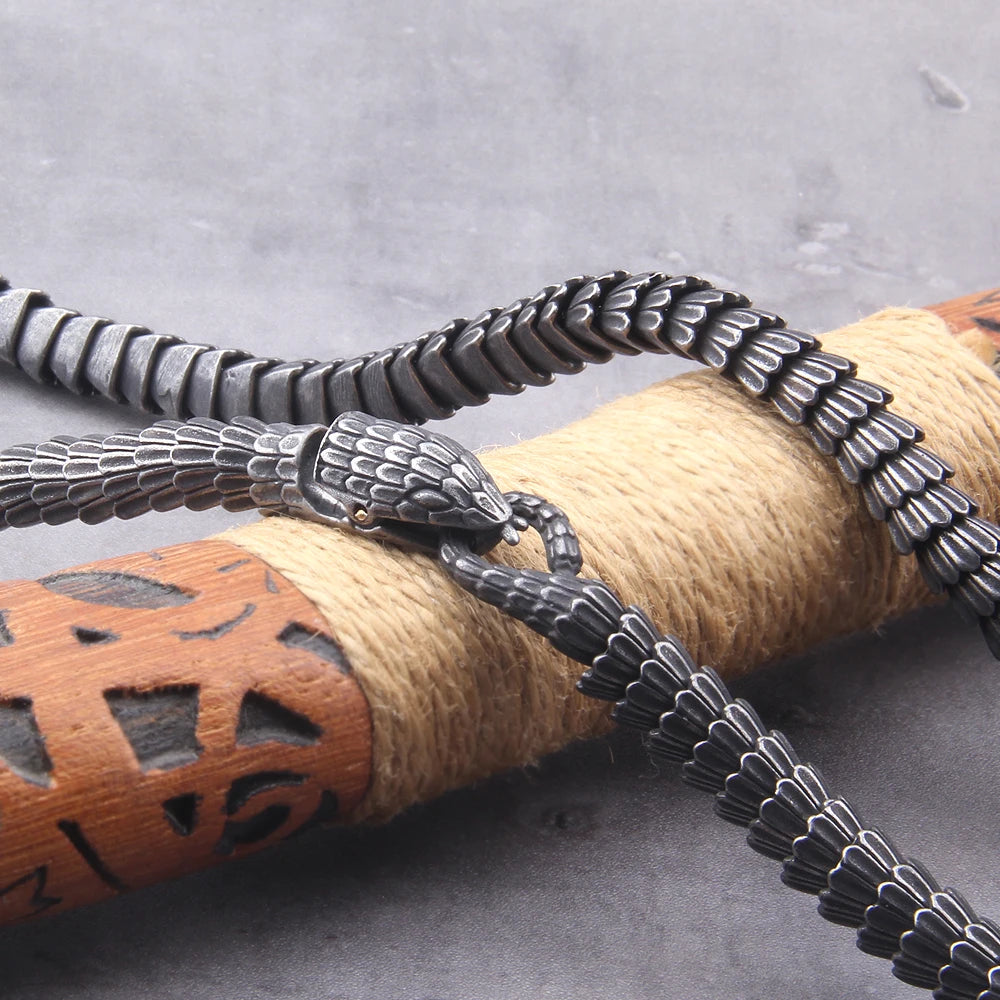 Viking snake vintage punk Necklace for men never fade stainless steel fashion Jewelry hippop street culture