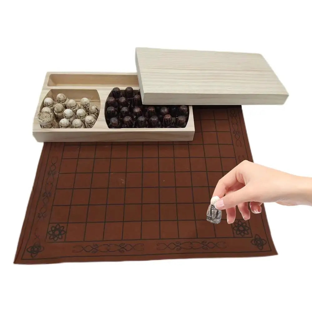 Viking Game Chess Set Traditional Two-Player Strategy Board Game Folding Chess Board Resin Chess Pieces Entertainment