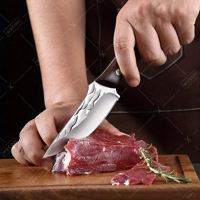 2pcS Kitchen Knife Stainless Steel Handmade Boning Cleaver Butcher Scissors Vegetable Fruit Bone Knife
