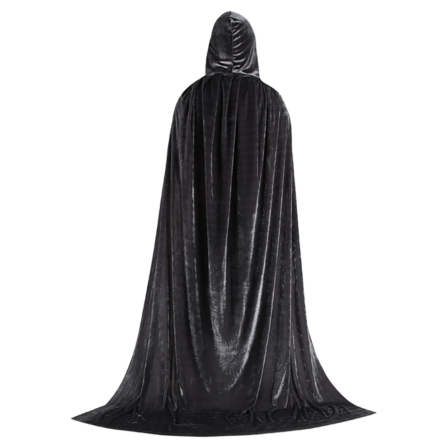 Medieval Hooded Cloak Unisex Multiple Sizes Solid Color Velvet Halloween Witch Cape Vintage Holiday Party Stage Long Poncho