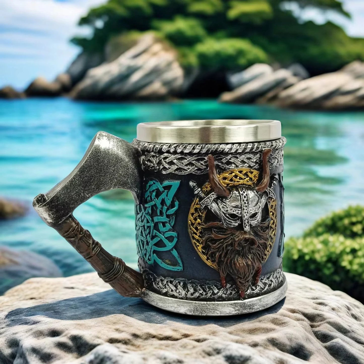Beer Mug, European Medieval Battle Axe, Character Coffee Mug, Gift, Halloween