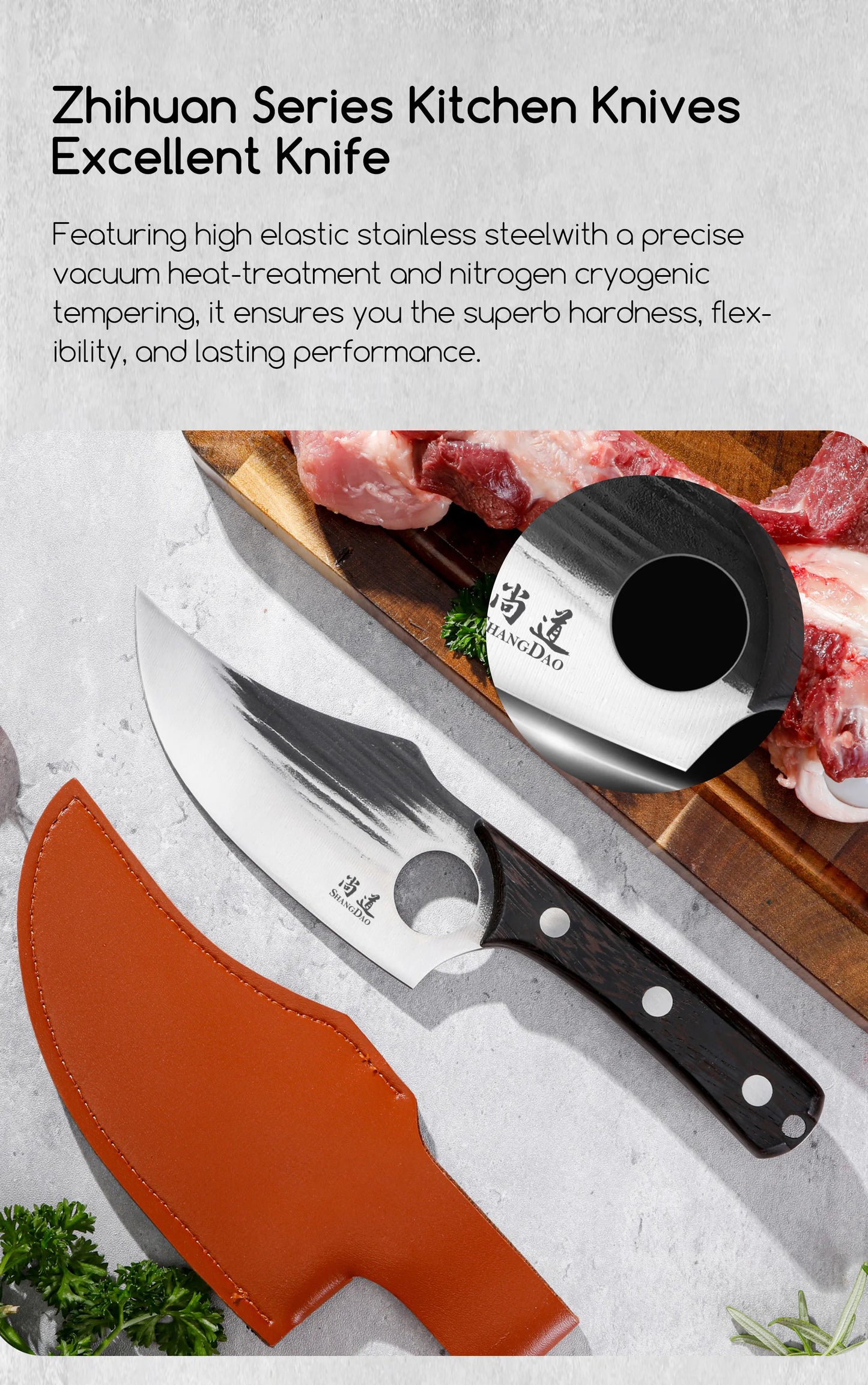 SHANGDAO Boning Knives 6 ″ Viking Boning Knife for Meat Cutting, High Quality Stainless Steel Hand Forged Blade & Wood Handle
