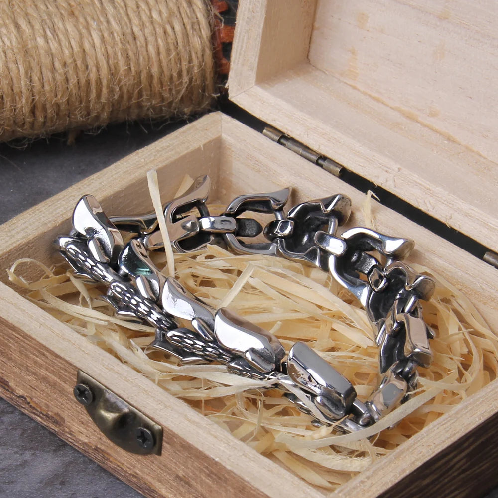 Viking Ouroboros vintage punk bracelet for men stainless steel fashion Jewelry hippop street culture
