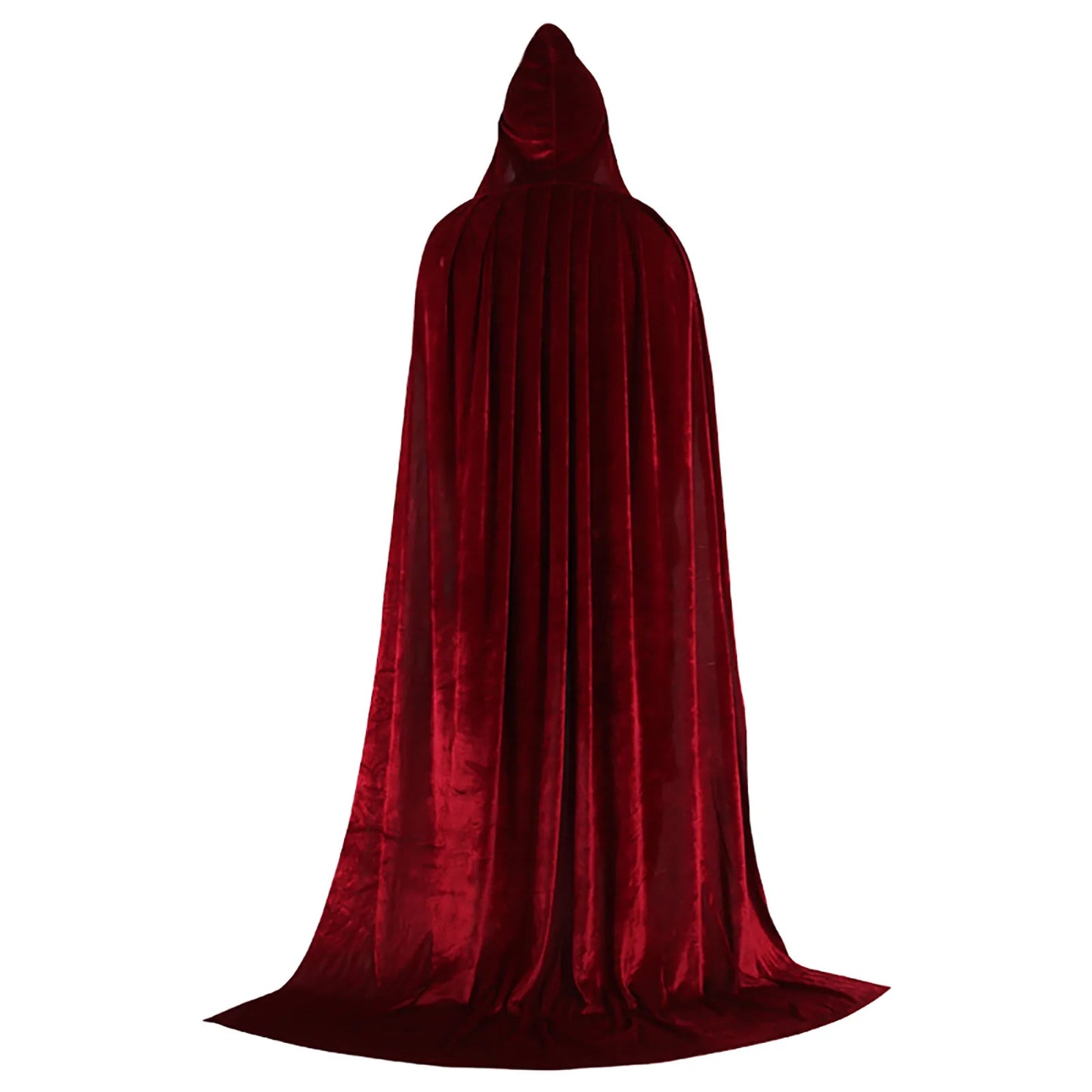 Medieval Hooded Cloak Unisex Multiple Sizes Solid Color Velvet Halloween Witch Cape Vintage Holiday Party Stage Long Poncho