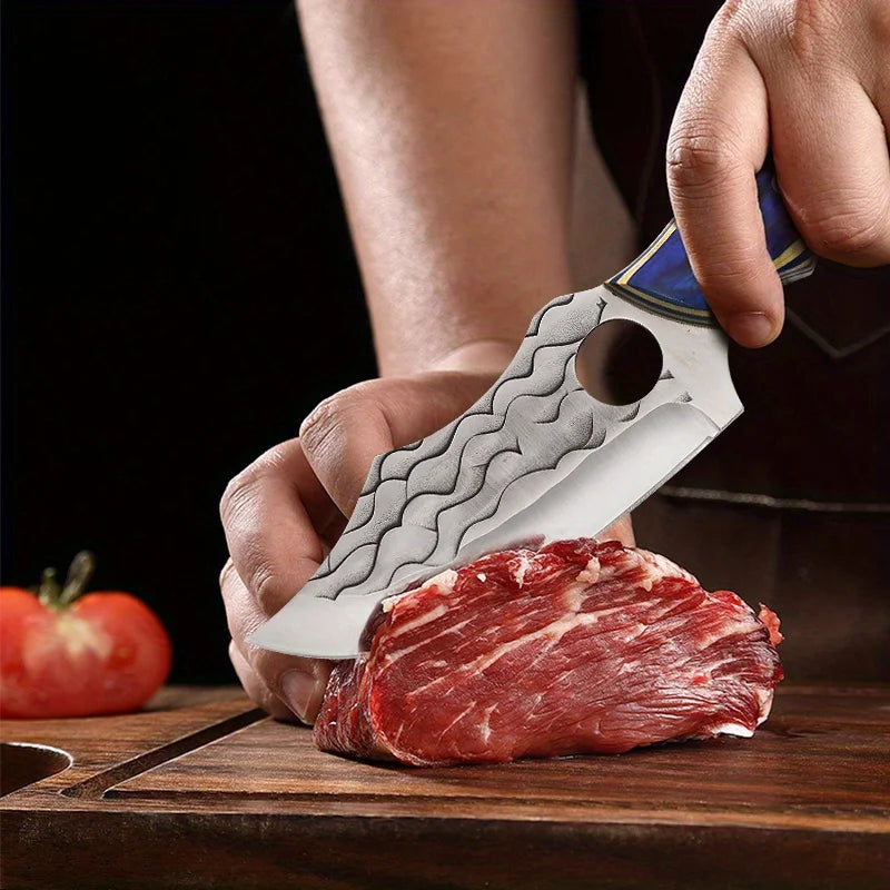 1 PC Stainless Steel Professional Kitchen Knife Handmade Forged Boning and Slicing Cleaver with Wooden Handle