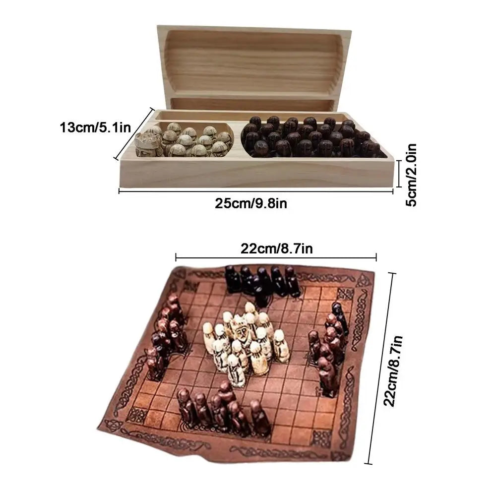 Viking Game Chess Set Traditional Two-Player Strategy Board Game Folding Chess Board Resin Chess Pieces Entertainment