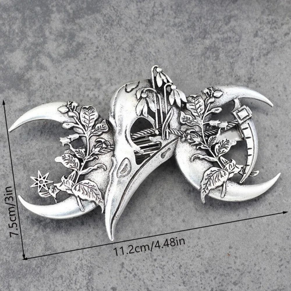 4PCS Witch Viking Norse celtic raven skull Barrette Hairpin Gothic Hair Accessory