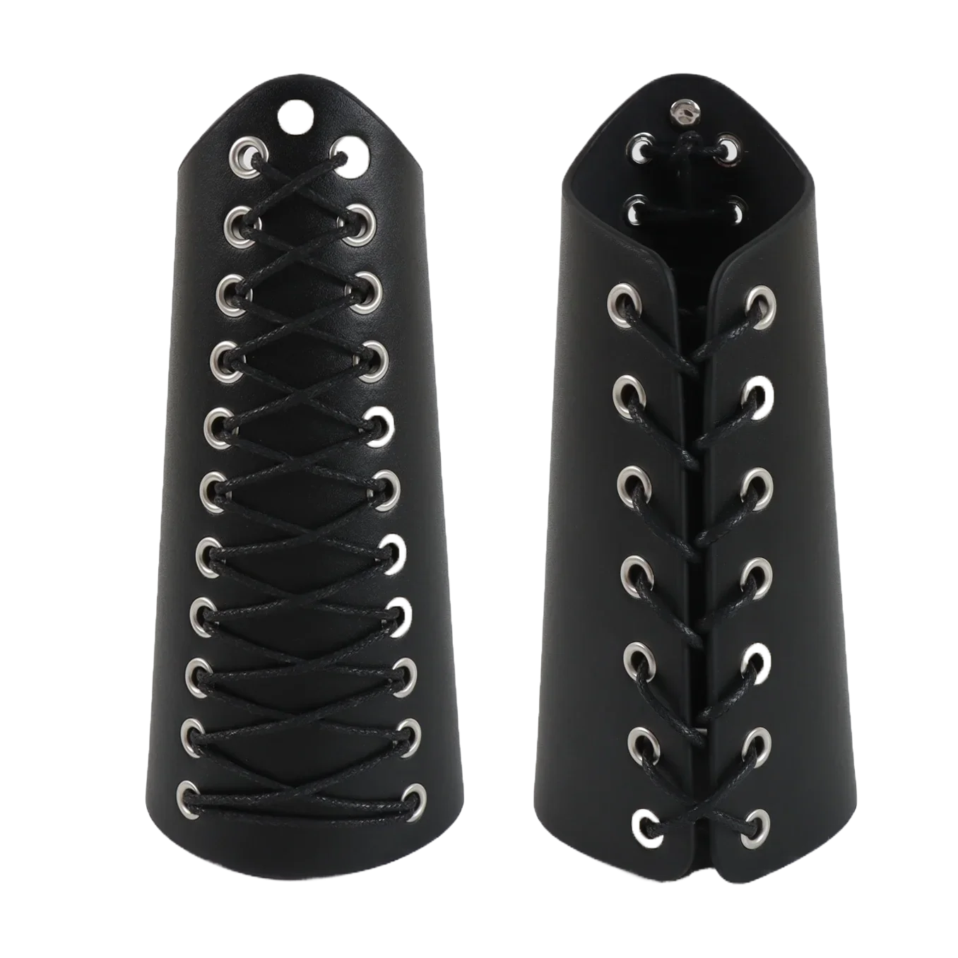 2pcs Black Lace-Up Viking Wristbands PU Leather Medieval Bracer Arm Guards For Renaissance Faire Halloween Cosplay Costume