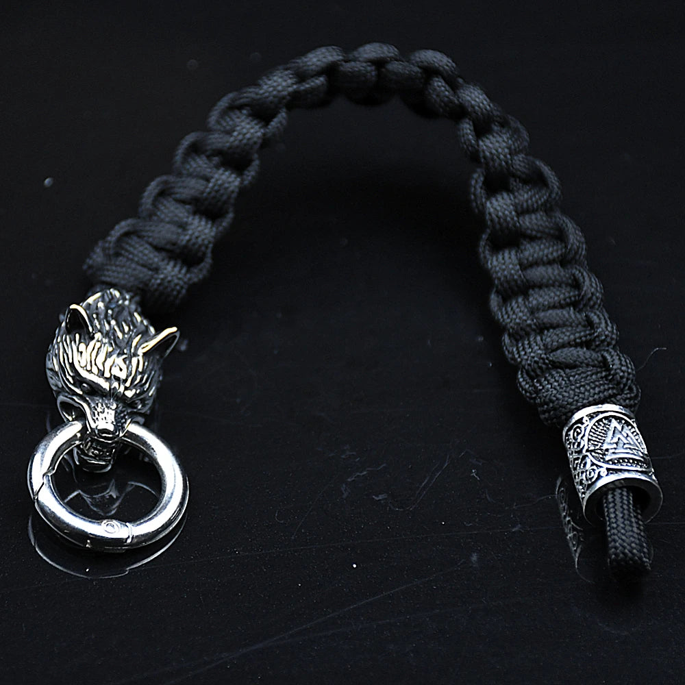 Stainless Steel Celts Wolf Bracelets Norse Vikings Runes Paracord Jewelry