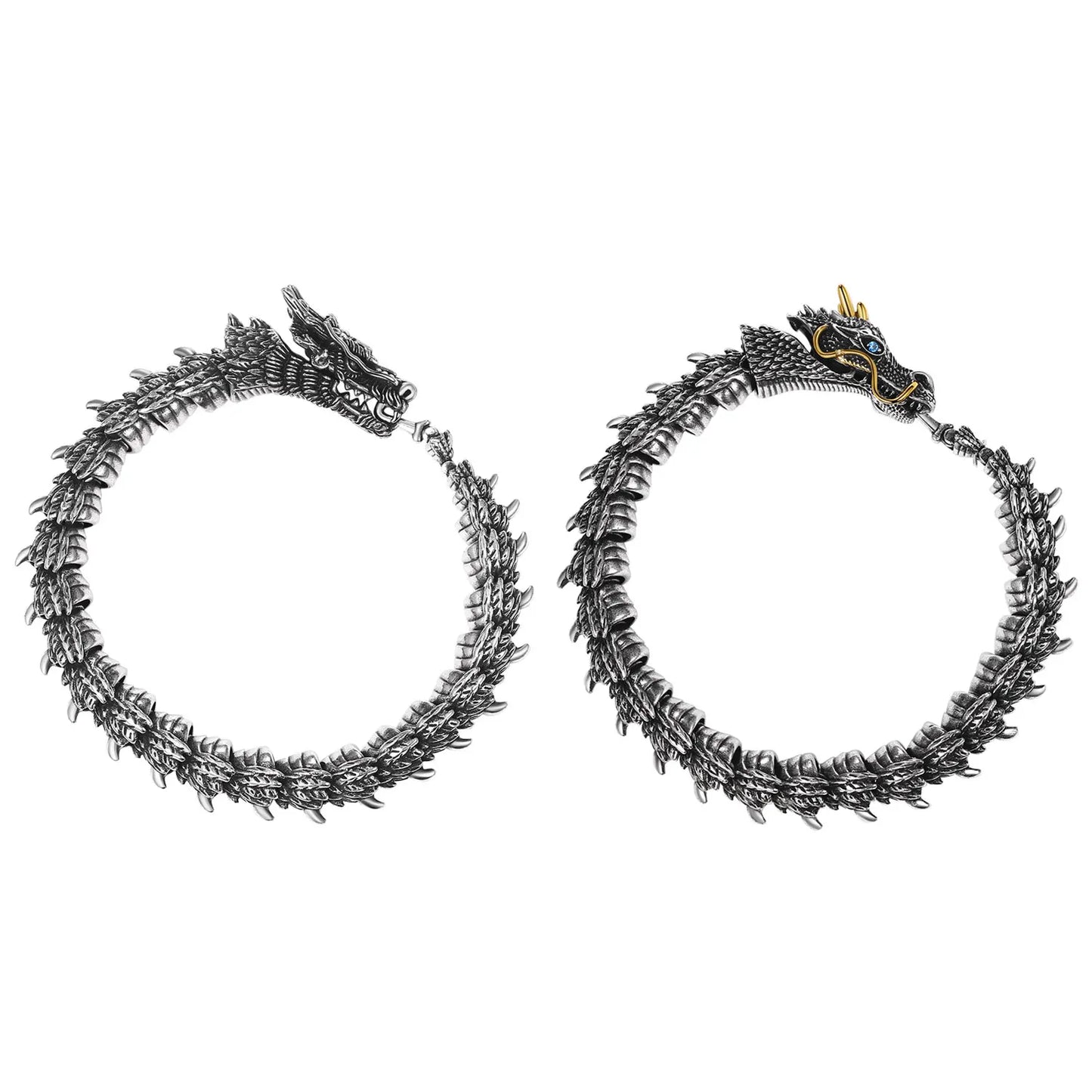 BONISKISS Men's Superior Dragon Bracelet Flexible Bendable Stainless Steel Snake Chain Charming Vintage Jewellery Unique Gift