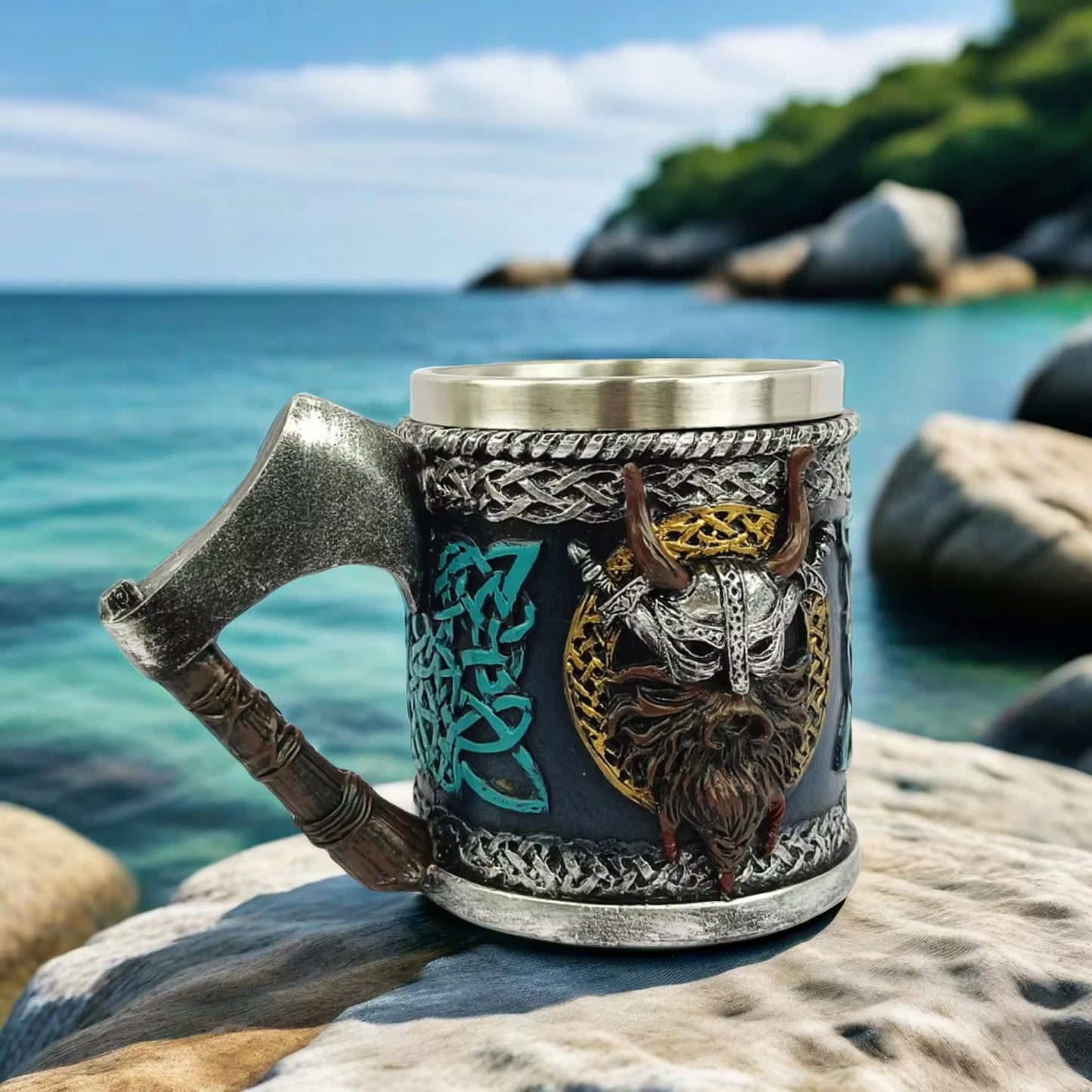 Beer Mug, European Medieval Battle Axe, Character Coffee Mug, Gift, Halloween