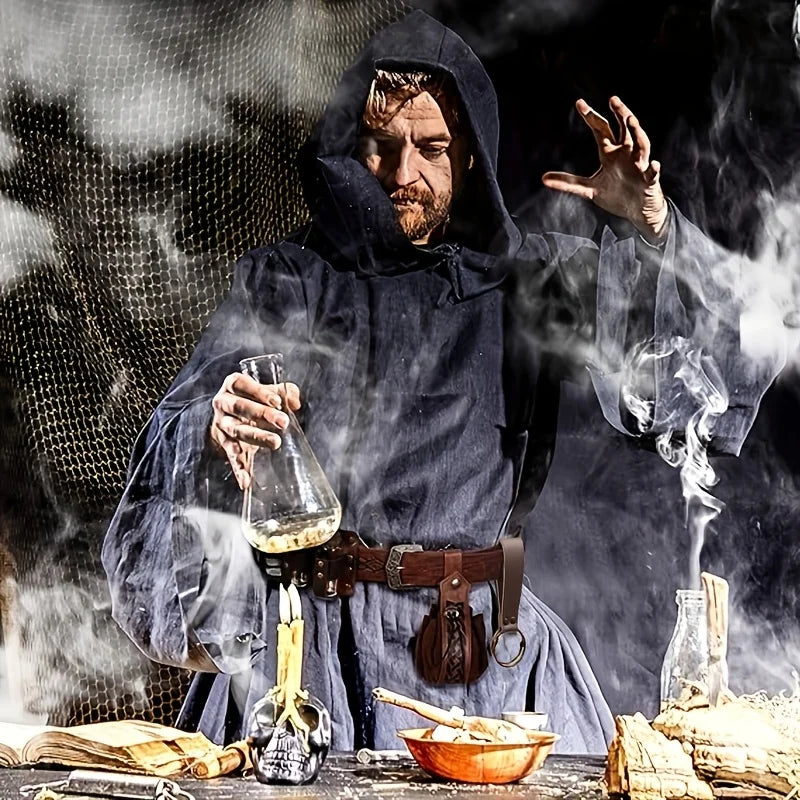 5-Piece Medieval Viking Artificial Leather Belt Set with Potion Bottle, Fashionable Scandinavian Portable Coin Purse, Skirt Mountaineering Waist Bag Accessories, Suitable for Thanksgiving, Christmas, Halloween Holiday Clothin