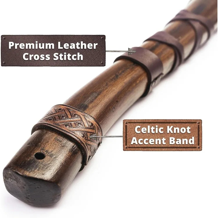 14" Viking Throwing Axe - Fully Sharpened Norse Hand-Axe - Carbon Steel Axe Head with Premium Leather Cross-Stitch
