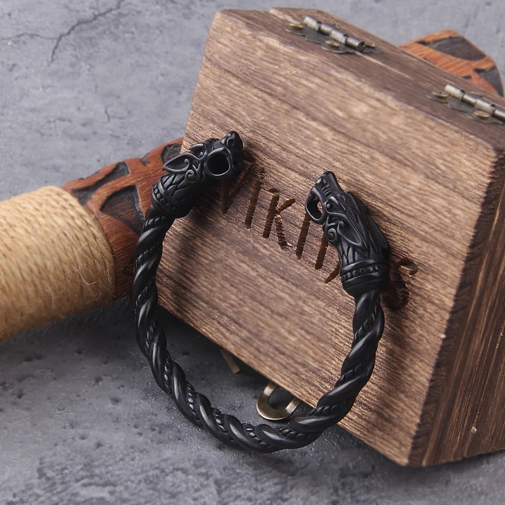 Black Stainless Steel Nordic Viking Norse Dragon Bracelet