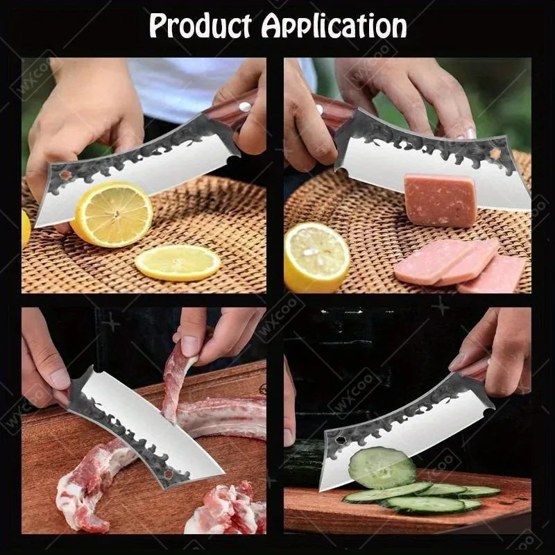 3 PCS Stainless Steel Kitchen Chef Knife Set Hand Forged Multipurpose Boning Knife Mini Utility Slicing Cooking Butcher Fruit