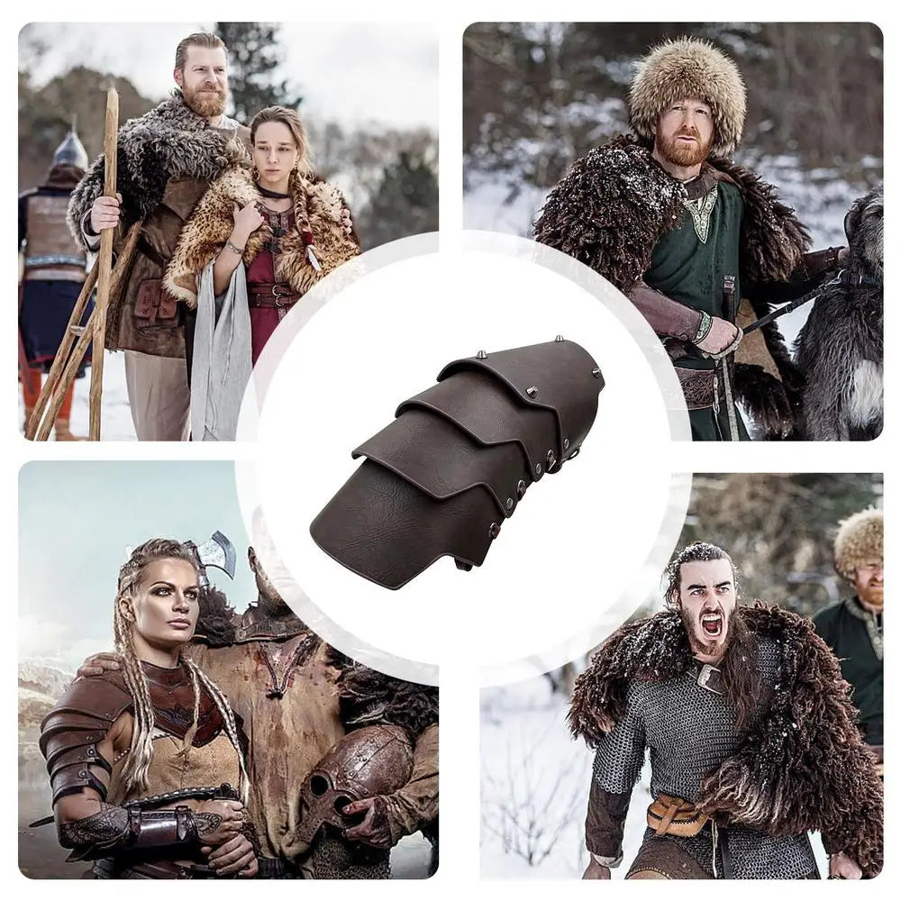Viking Leather Arm Guards Cosplay Arm Bracers PU Leather Costume Bracer Viking Bracers Cosplay Arm Bracers For Historical