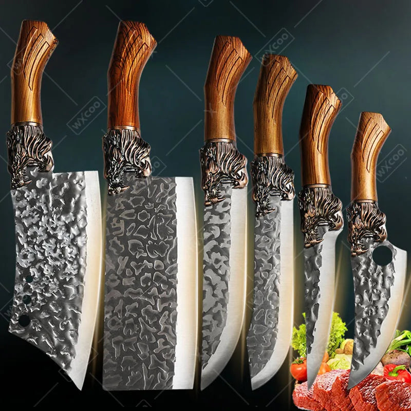 6Pcs Professional Kitchen Chef Knife Set Stainless Steel Utility Knife Boning Knife Butcher Knife Fish Knife Cutting Knife