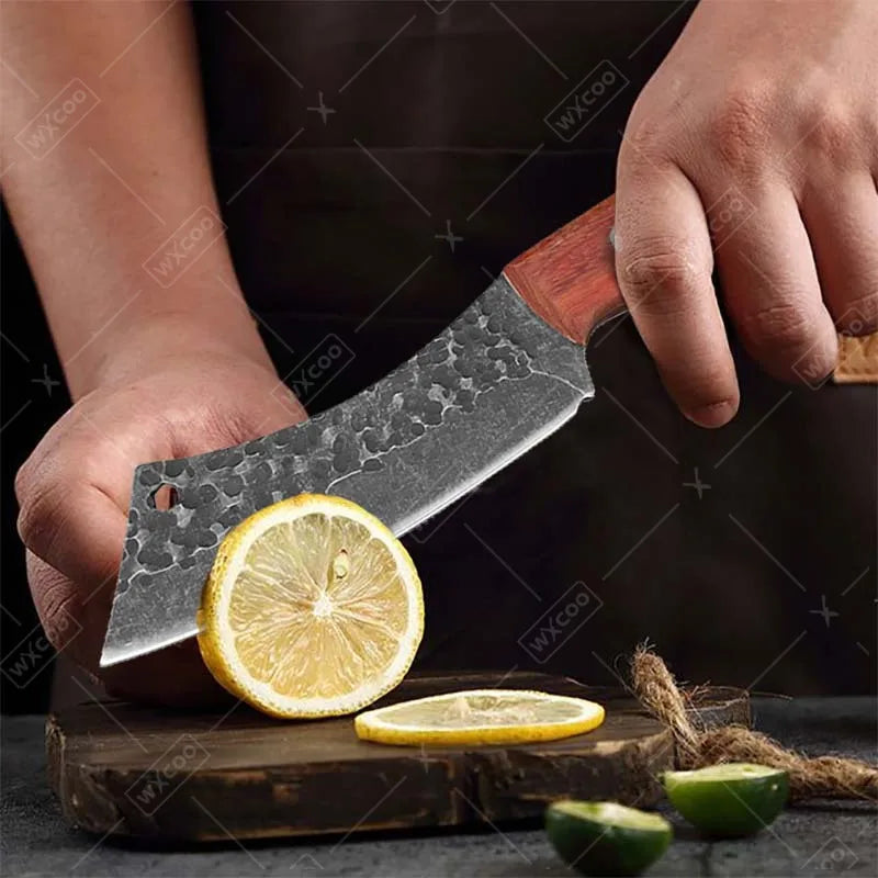 1PC Forging Boning Knife Stainless Steel Small Pocket Knife Barbecue Cleaver Outdoor Meat Cooking Wood Handle