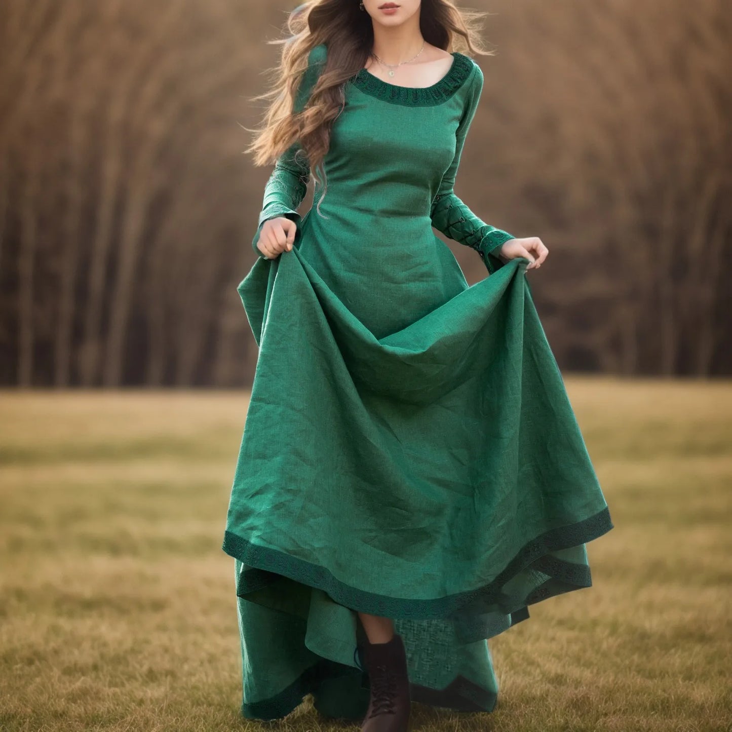 Medieval Robe Dress Long Sleeve Viking