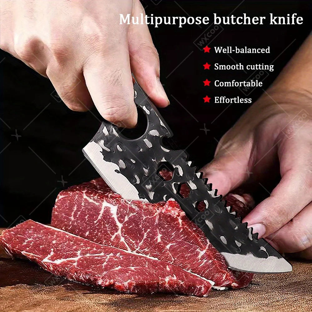 1 PC Stainless Steel Boning Knife Professional Kitchen Utility Knife Multipurpose Handmade Forged Cutting Knife With Sheath For