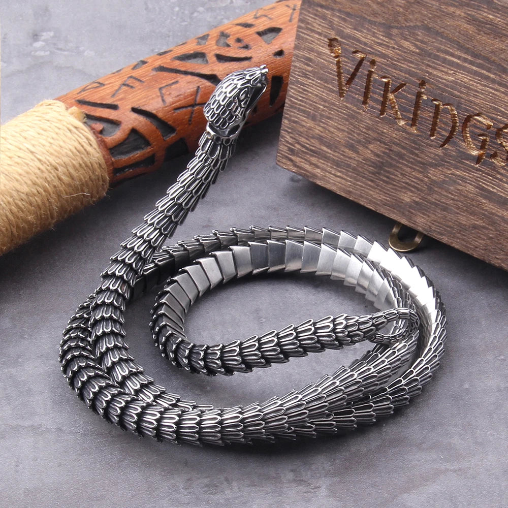 Viking Ouroboros vintage punk Necklace for men never fade stainless steel fashion Jewelry hippop street culture