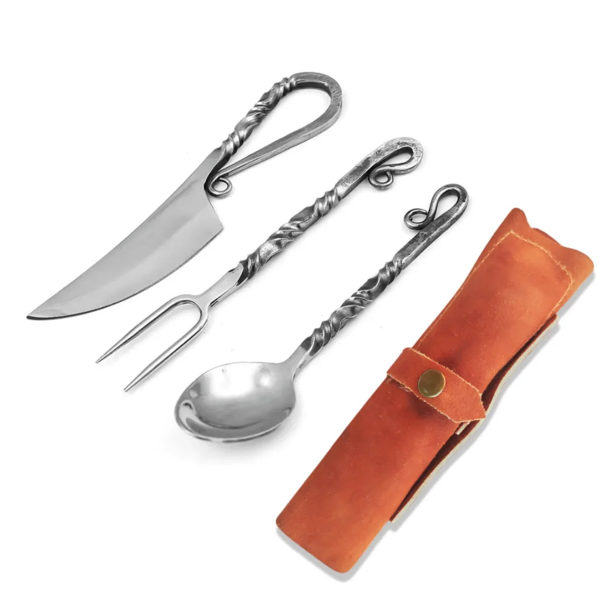 Medieval Place Sets, Viking Hand Forged Knives, Forks, Spoons