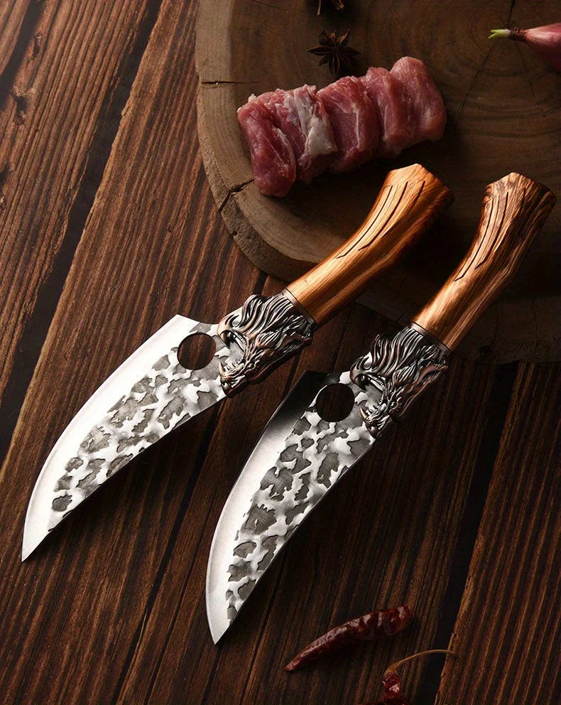 7PCS Professional Kitchen Knife Set Stainless Steel Chef Utility Boning Butcher Cleaver Paring Fish Multipurpose Cutting Tools