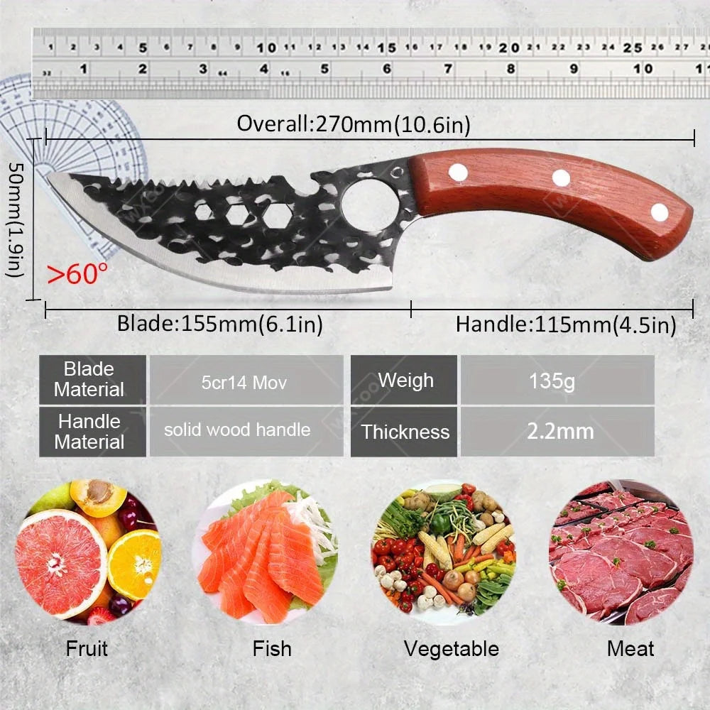 1 PC Stainless Steel Boning Knife Professional Kitchen Utility Knife Multipurpose Handmade Forged Cutting Knife With Sheath For