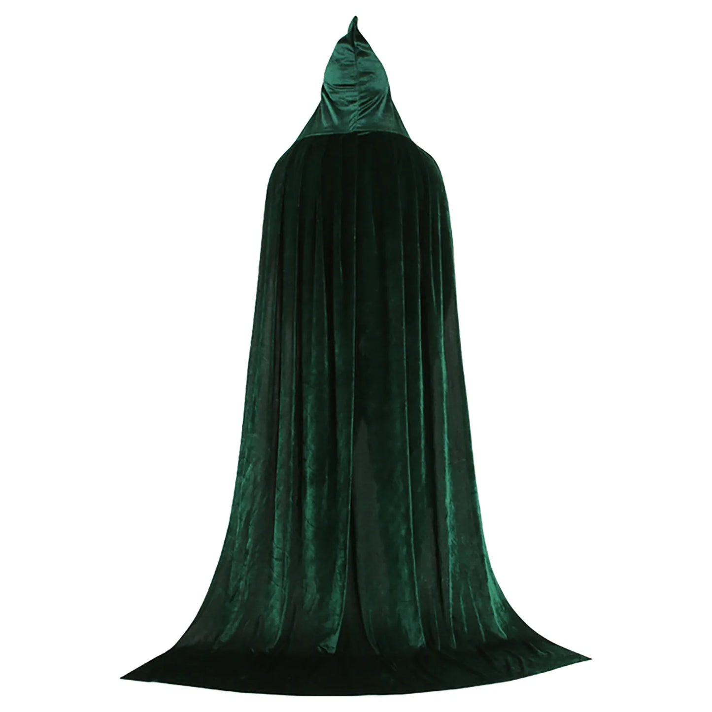 Medieval Hooded Cloak Unisex Multiple Sizes Solid Color Velvet Halloween Witch Cape Vintage Holiday Party Stage Long Poncho