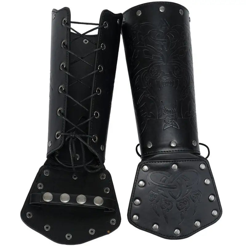 Medieval Arm Gauntlets Feather Viking Wrist And Hand Bracer Nordic Viking Style Hand Guard Costume For Playing Roles For Cosplay