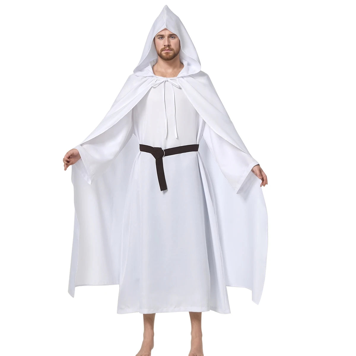 Medieval Tunic Cloak Outfit for Men Halloween Costume Adult Witch Pagan Friar Costumes